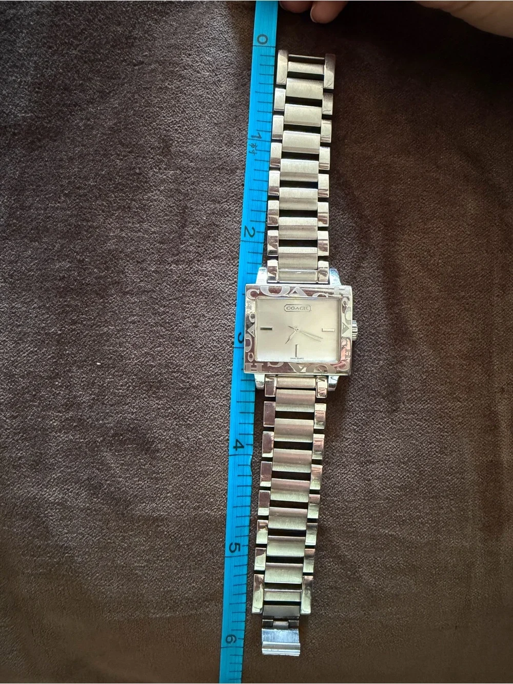 Coach Women's Silver-Tone Square Bracelet Watch